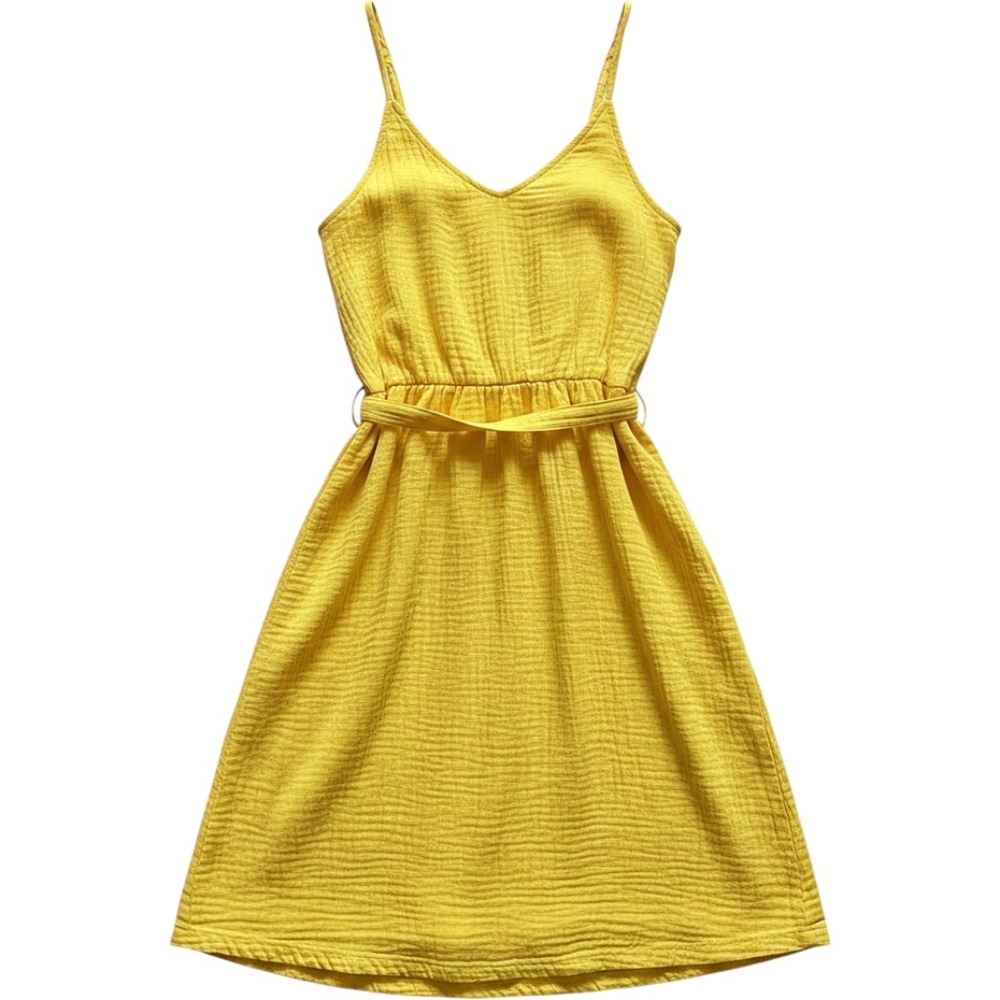 Gap Aurora Yellow Cotton Double Gauze V-Neck Midi Dress XL Sundress Rush Casual